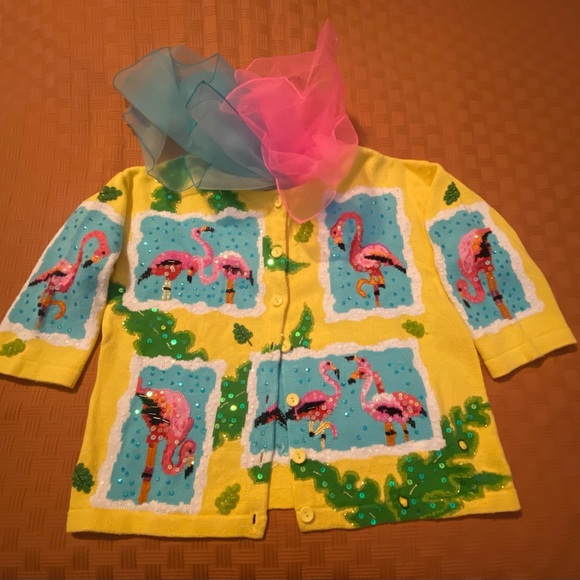 Jane’s Closet Sweaters - Vintage Women’s Flamingo Cardigan Sweater